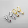 Orecchini a cerchio Stella della moda Croce Zircone rosso Pietra Piccoli Huggies Orecchino semplice Piercing Cerchi per l'orecchio femminile Accessori Gioielli