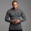 Men's Polos Brand Gyms Fashion Zipper Polo Shirt Mens Muscle Workout Running Breathable Sports Long Sleeve Training Fitness Shirts