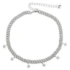 Цепочки в стиле хип-хоп Iced Out Paved Cz Star Charm Choker Silver Color Miami Curb Cuban Chain Bling Rapper Ожерелья для женщин Ювелирные изделия