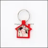 Party Favor Sublimation Blank Acrylic Keychain Valentines Day Favor Double Sided Diy House Shape Keyring With Metal Ring Xu Drop Del Dhntd