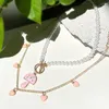 Ketten 2023 Böhmen imitimitieren Perlen Perlen Halsketten für Frauen Mädchen rosa Emaille Herzpilz Pendelland Halskette Sommerschmuck