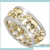 Band Rings Pure Copper Antique Gold Color Crystal Lucky 3D Elephant Romantic Zircon For Menwomen Jewelry Size 610 Wmvb3 Zr Otygk