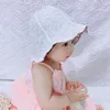Hüte Reversible Eimer Hut für Baby Mädchen Säugling Kleinkind Sommer Kinder Sonne Breite Birm Strand Spitze Mädchen H192D