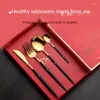 Dinnerware Sets Stainless Steel Knife And Fork Set Net Red Portuguese Tableware Four Piece Western Gift Box Gold