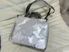 Onthego Cotton Totes Bags - Silver Flap Messenger MM/GM Seau avec sangle en cuir