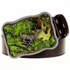 Belts Personality Mens Belt Fashion Animals Deer Retro Elk Pattern Moose Rectangle Buckle Punk Leather Strap Women