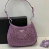 حقيبة مصممة للسيدات Cleo Series Underarm Bag Classic Women Fashion Half Moon Hand Handbag 2022 Lady Crystal Coster Counter Counter