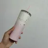 2021 Starbucks Lradient Sakura Mugs Pink White Stail Steel Straw