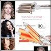 Curling Irons High Quality Professional 110220V Hair Curling Iron Ceramic Triple Barrel Curler Waver Styling Tools Styler Drop Deliv Dhvog