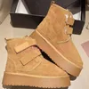 Laarzen Fashione Australia snowboot schoenen Klassieke Neumel Platform Laarzen kastanje zwart Designer dames winter Warm leer Kort dik winterbont