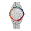 Montres-bracelets colorées femmes montre mode romaine littéral horloge ceinture en acier plein diamant décontracté dames montre de luxe cadeau montre-bracelet à quartz