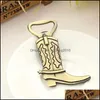 Openers Vintage Bronze Alloy Cowboy Boot Shape Bottle Opener Personality Bar Kitchen Tool Soda Beer Cap Wedding Drop Delivery 2022 H Dhue9