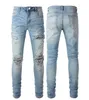 Jeans populaire d'été populaire jeans Hip-hop Designer de créateurs de créateurs de trou jean lavé jean skinny rythme mince élastique rip blanc patch denim biker serpent classique broder pantalon