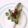 Pierścienie na serwetki świąteczne juty pierścień igła czerwone jagody cedrowe roża stożka jadalnia stół kuchenny wystrój wystrój kropla dostawa 2022 SMTAJ