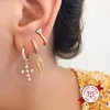 Серьги обруча 925 Серебряное ушное ушное ушное крест -шпилька для женщин прекрасная модная шарм ювелирные изделия Бринг Блеск Циркон