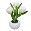 Nachtlichten LED TULIP LICHT Bloembloempot Pot Plant Tafel Decoratielamp slaapkamer atmosfeer Home