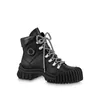 Black Leather Ruby Flat Ranger Boots Women Platform Bike Boot Martin Boots Chunky Lightweight Rubber Sole Fashion Booties Bicolor Laces