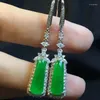 Kolczyki Dangle najlepiej naturalne S925 Srebrne szmaragd Chalcedony