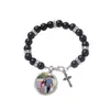 Strand Sublimation Blank Rosary Beads Bracelet Ornaments Pendants Alloy Heat Transfer For DIY ID Name Tags