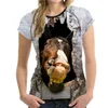 قميص Thirts 3D Crazy Horse للرجال والنساء غير الرسمي بأكمام قصيرة من الحيوانات المريحة المريحة 2022