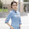 Etnische kleding traditioneel Chinees voor vrouwen plus size borduursets lange mouw cheongsam katoenen buckle hanfu