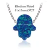 Hangende kettingen 1 stc/lot 925 zilveren opaal ketting op27 donkerblauwe hamsa handsteen sieraden