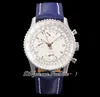 WMF A1332412-G834-112X ETA A7750 CRONOGRAGO AUTROMÁTICO Mens relógio de discagem prateada Marcadores Blue Leahter Strap With White Line Super Edition Relógios PureTime C3