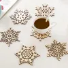 Tovagliette Sottobicchieri in legno con fiocco di neve Supporto per caffè Tè Bevande Tappetino per tazza Tovaglietta XMAS Decor R7UB