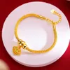 Boutique Little Bell Lady Bracelet Chain Perfect 18k Yellow Gold Filled Versatile Golden Lock Wrist-Bracelet Jewelry