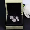 Classic Van Vintage Cluster Open Rings Flora Designer 18K White Gold Plated Four Big Full Crystal Flower Charm Finger Accessories for Women With Box