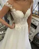 Sheer Tulle O-Neck Lace Applique Vestido De Noiva Wedding Dress Robe De Soiree Bride To Be Vestidos De Fiesta