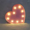 Nachtlichten Lumineuze LED Letter Licht Licht Creatief hart Alfabet Nummer Batterij Lamp Romantisch trouwfeest Valentijnsdag Decoratie