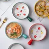 Din sets Sets Home Baking Bakgebakken rijstkom Oven Ontbijt Ontbijt Direct Noodle -servies Keramische salade met handvat