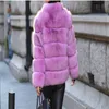 Winter Dikke Warme Bontjas Vrouwen Luxe Faux Vos Fuzzy Jas Vrouwelijke Opstaande Kraag Nep Bont Jas Zwarte Bovenkleding