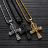 Pendant Necklaces Retro Classic Egyptian Life Cross Necklace Pharaoh Stainless Steel Men's Fashion Punk Jewelry Gift