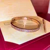 Luxury Diamond Bangle for Women Couple Stainless Steel Rose Gold 3 Rows Bracelets Fashion Jewelry In Hand Valentine Day Gift for Girlfriend Proposal Wedding