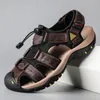 Sandals Classic Men's Summer Genuine Leather Breatable Brand Shoes Luxury Soft Outdoor Men Roman