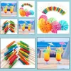 Bar Outils Bar Outils Papier Cocktail Parasols Parapluies Boissons Picks Mariage Événement Fête Fournitures Vacances Garnitures Titulaires 144Pcs / Se Dhgu7