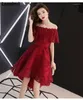 Casual jurken Chinese stijl Halter Red Dress Lace High Low Party Dames Summer Vestido