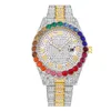 Montres-bracelets colorées femmes montre mode romaine littéral horloge ceinture en acier plein diamant décontracté dames montre de luxe cadeau montre-bracelet à quartz