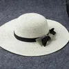 Chapeaux à large bord soleil paille disquette femmes plage pliable chapeau été grand