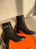 Dames enkel boot lug booties schoen elegante beroemde merken chunky hakken merk ontwerper lady party bruiloft gevecht zwart bruin leer met doos EU35-41