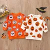 Zestawy odzieży -06-30 Lioraitiin 1-5Years Toddler Girls Chłopcy Halloween bluza T Koszulki Długie rękawie Pump-Dypkin Owewear 221028