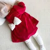 Dziewczyna sukienki dla dzieci niemowlęta niemowlęta z długim rękawem zagęszczenie aksamitne łuk vestidos 2022 stroje zimowe dziewczyny sukienka księżniczka