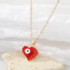 Coloré émail aile coeur forme mauvais yeux pendentif bijoux chanceux turc bleu EyeNecklace pour femmes