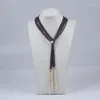 Chains Fashion Elegant Blue Gray Freshwater Rice Pearl Long Necklace For Women