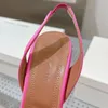 Amina Muaddi Geklede schoenen Pumps Hoge hakken Sexy sandalen Fabrieksschoenen Luxe Saeda Kristallen band Satijn Suède Bruiloft Damesschoenen met dooszak