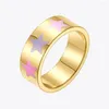 Cluster Rings ENFASHION Colorful Smile For Women Gold Star Ring Fashion Jewelry Flower Stainless Steel Halloween Anillos 2022 R214116