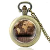 Pocket Watches Vinatge Design Bronze Color Classic Quartz Watch Charm Men Women Paarhang kettinguren klokcadeaus