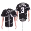 College Baseball Wears Custom Uomo Donna Gioventù Bambini 3 ILLENIUM Jersey Bianco Nero Cucito Girocollo Maglie da baseball Economici Mix Ordine Taglia S-4XL